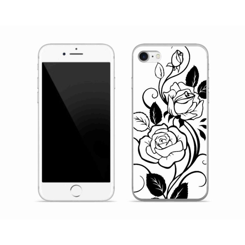 Gélový kryt mmCase na mobil iPhone 8 - čiernobiela ruža