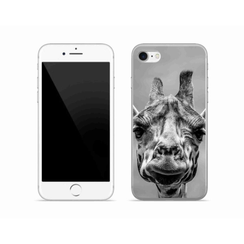 Gélový kryt mmCase na mobil iPhone 8 - čiernobiela žirafa