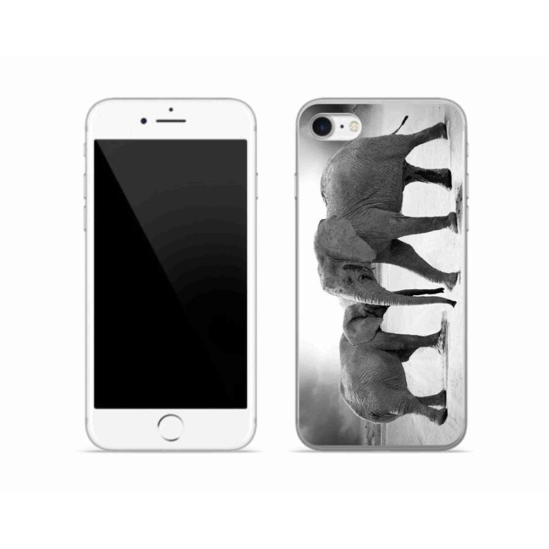 Gélový kryt mmCase na mobil iPhone 8 - čiernobieli slony