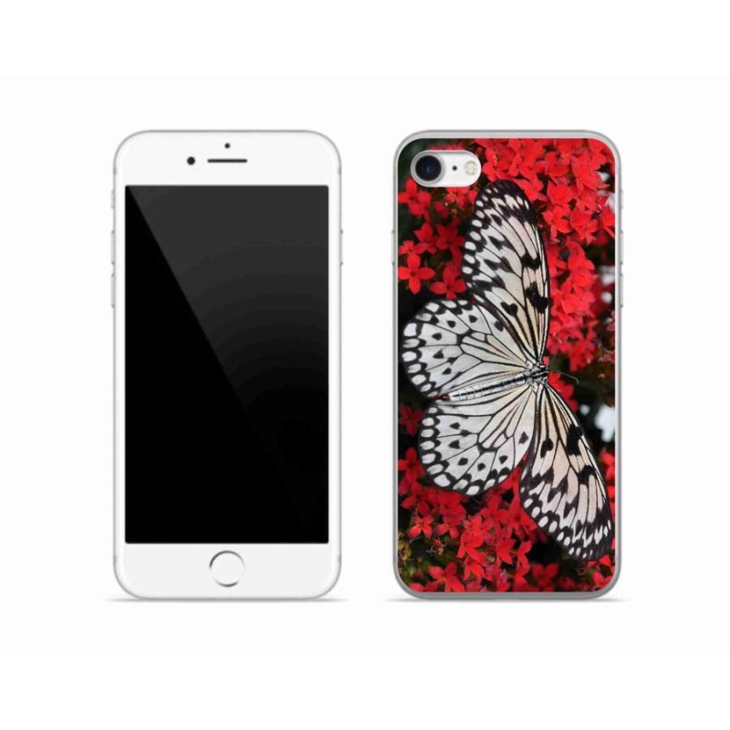 Gélový kryt mmCase na mobil iPhone 8 - čiernobiely motýľ 1