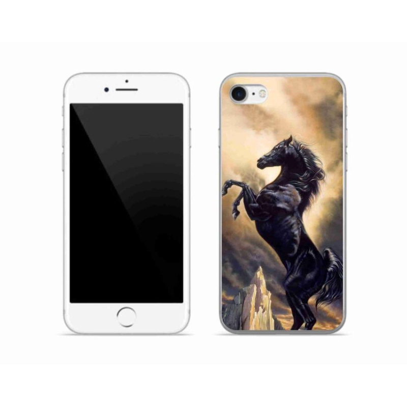 Gélový kryt mmCase na mobil iPhone 8 - čierny kreslený kôň
