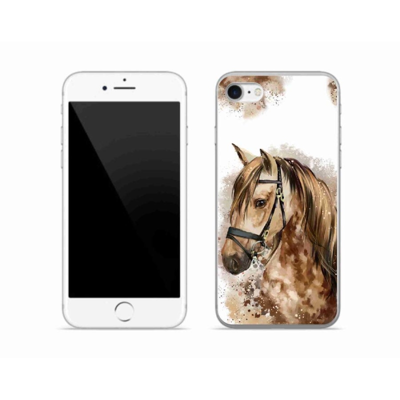Gélový kryt mmCase na mobil iPhone 8 - hnedý kreslený kôň