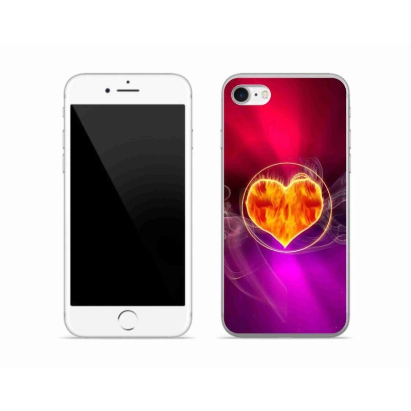 Gélový kryt mmCase na mobil iPhone 8 - ohnivé srdce