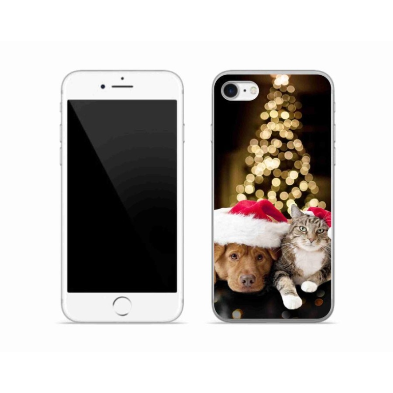 Gélový kryt mmCase na mobil iPhone 8 - vianočný pes a mačka