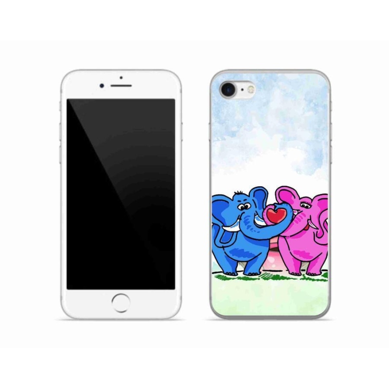 Gélový kryt mmCase na mobil iPhone 8 - zamilovaní slony