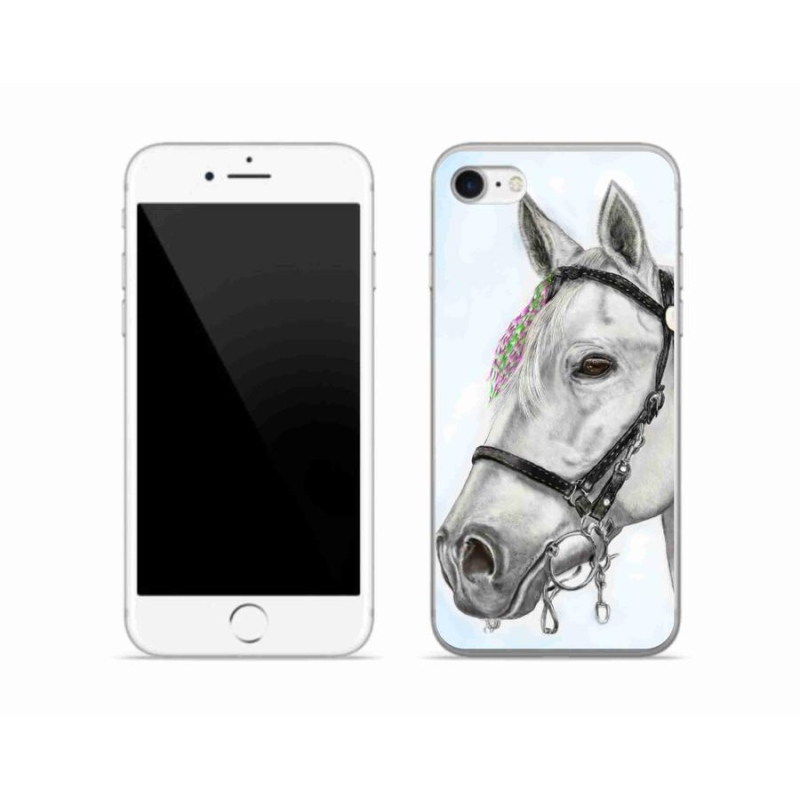 Gélový kryt mmCase na mobil iPhone SE (2020) - biely kôň 1