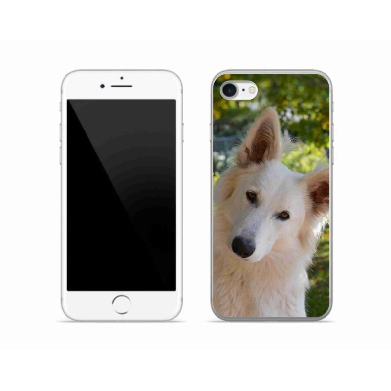 Gélový kryt mmCase na mobil iPhone SE (2020) - biely švajčiarsky ovčiak 1