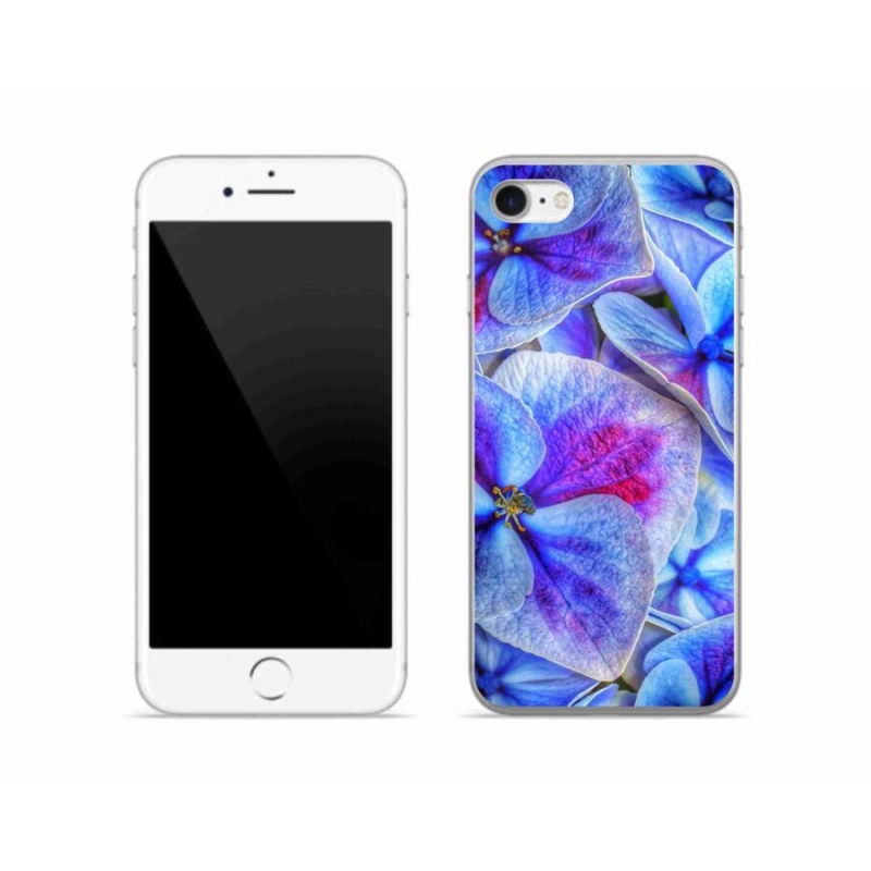Gélový kryt mmCase na mobil iPhone SE (2020) - modré kvety 1