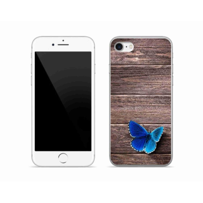 Gélový kryt mmCase na mobil iPhone SE (2020) - modrý motýľ 1