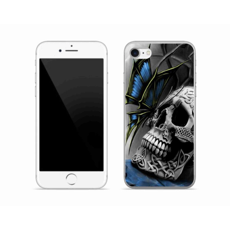 Gélový kryt mmCase na mobil iPhone SE (2020) - motýľ a lebka