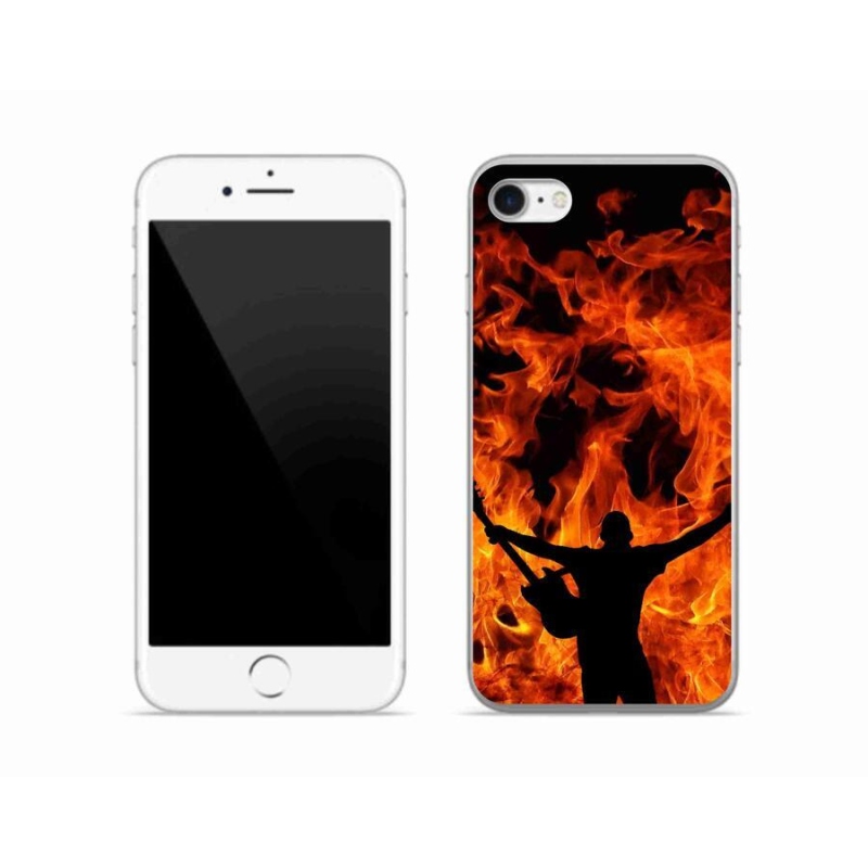 Gélový kryt mmCase na mobil iPhone SE (2020) - muzikant a oheň