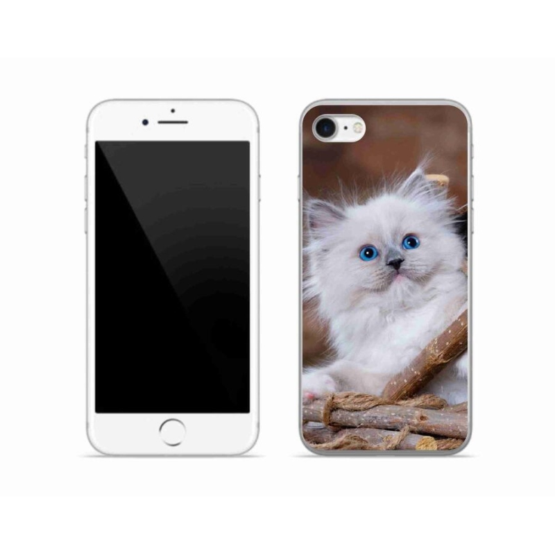 Gélový kryt mmCase na mobil iPhone SE (2022) - biele mačiatko