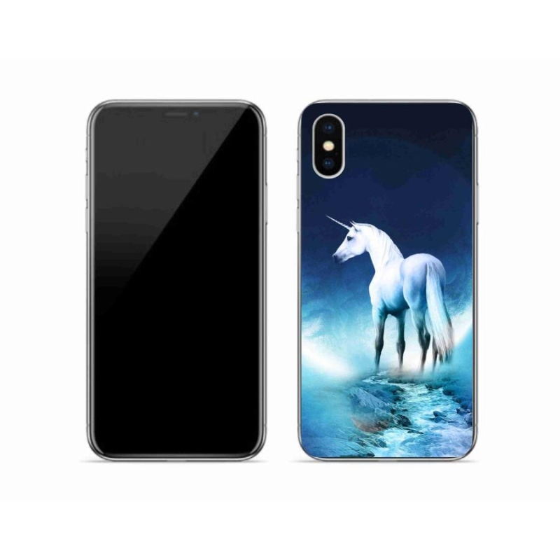 Gélový kryt mmCase na mobil iPhone X - biely jednorožec