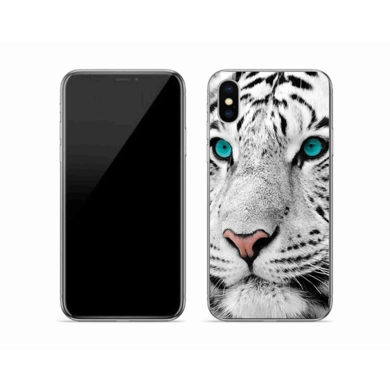 Gélový kryt mmCase na mobil iPhone X - biely tiger