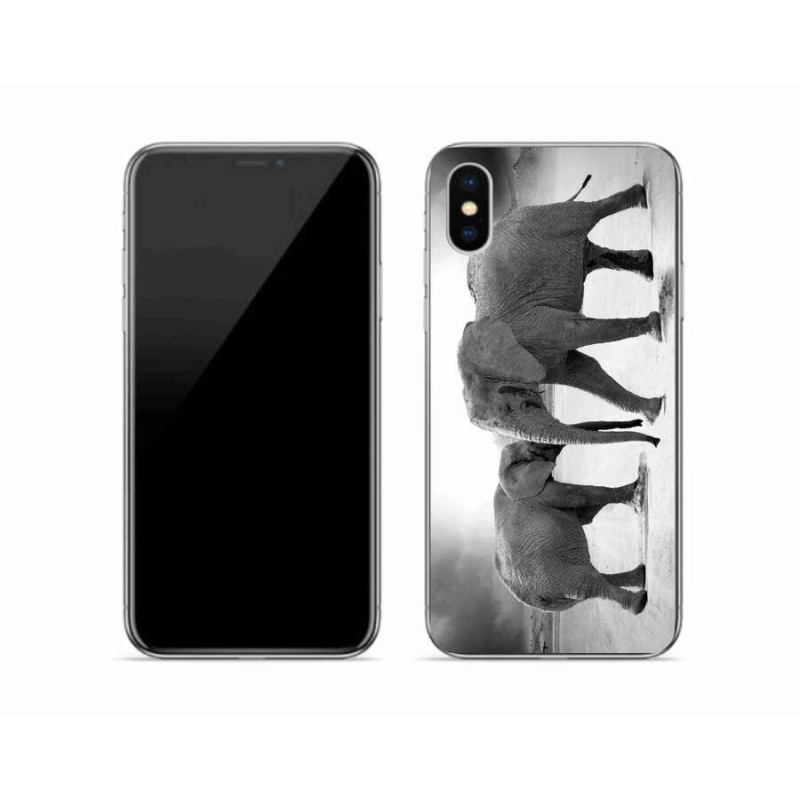 Gélový kryt mmCase na mobil iPhone X - čiernobieli slony
