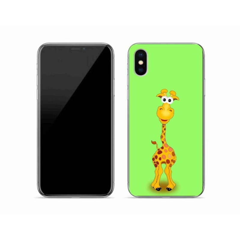 Gélový kryt mmCase na mobil iPhone X - kreslená žirafa