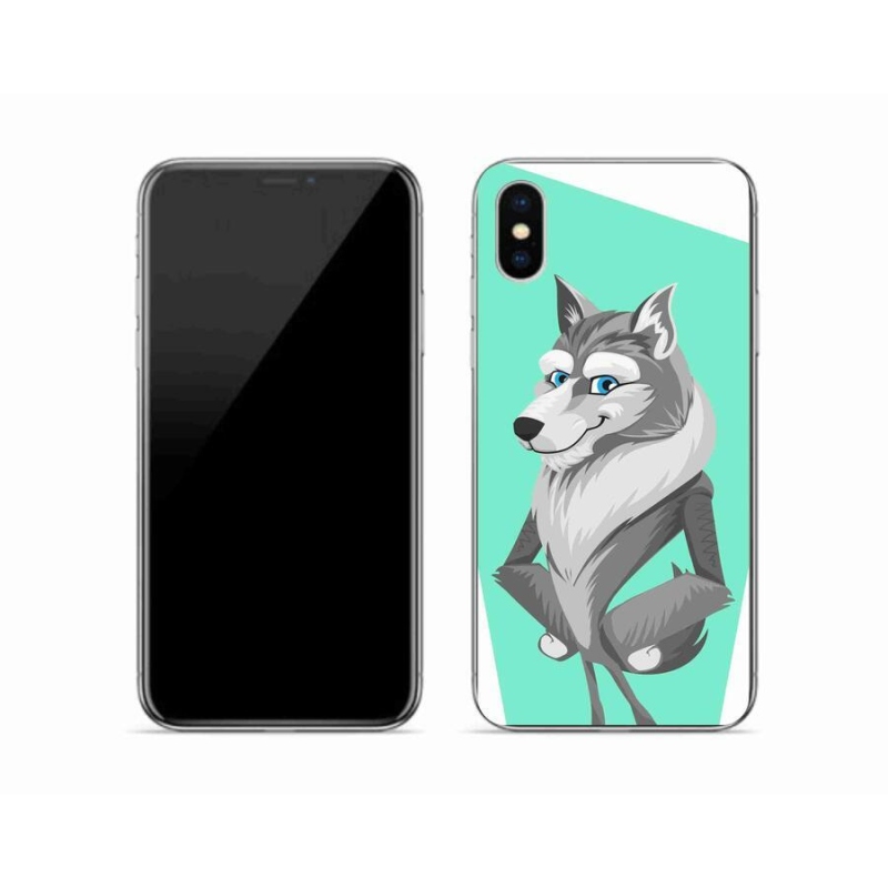 Gélový kryt mmCase na mobil iPhone X - kreslený vlk