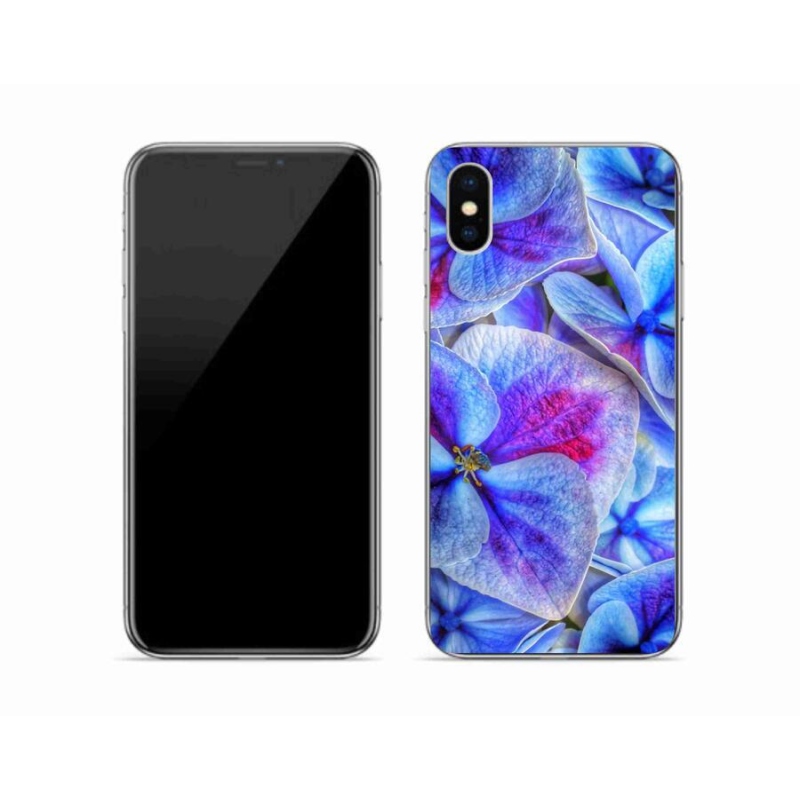 Gélový kryt mmCase na mobil iPhone X - modré kvety 1