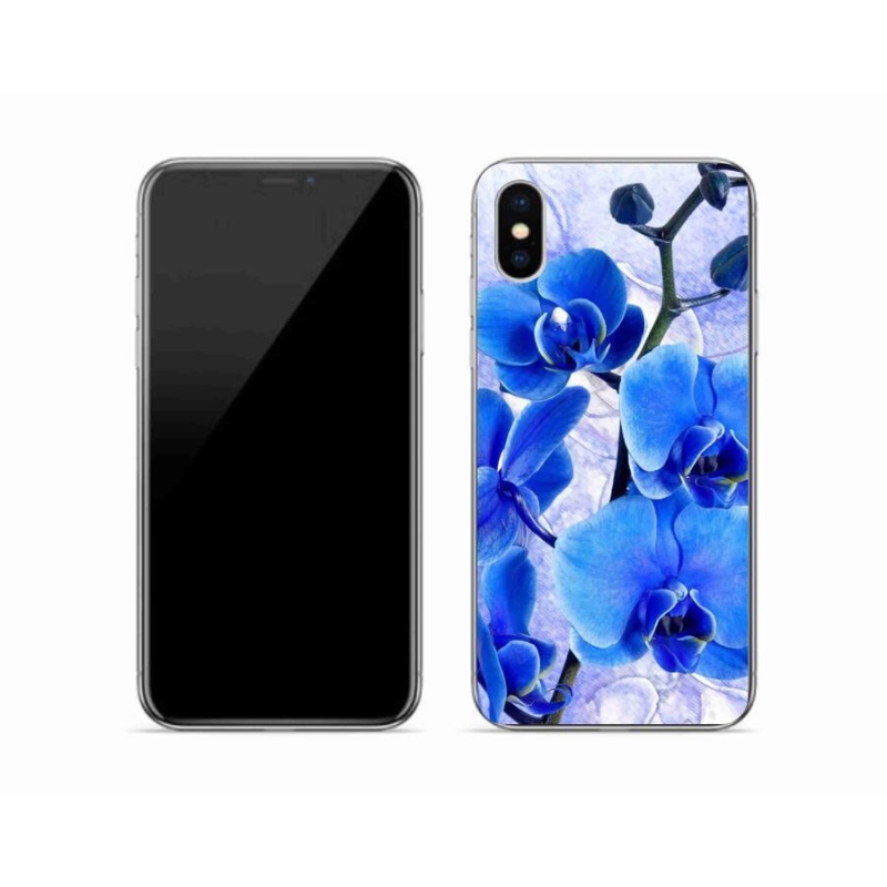 Gélový kryt mmCase na mobil iPhone X - modré kvety