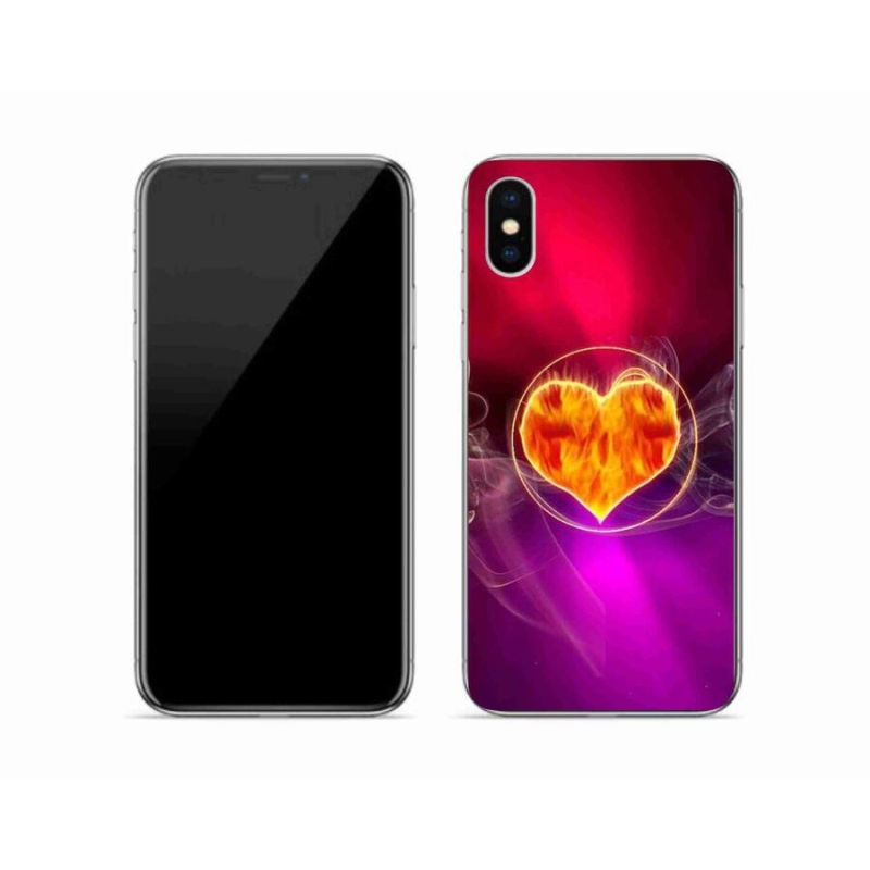 Gélový kryt mmCase na mobil iPhone X - ohnivé srdce