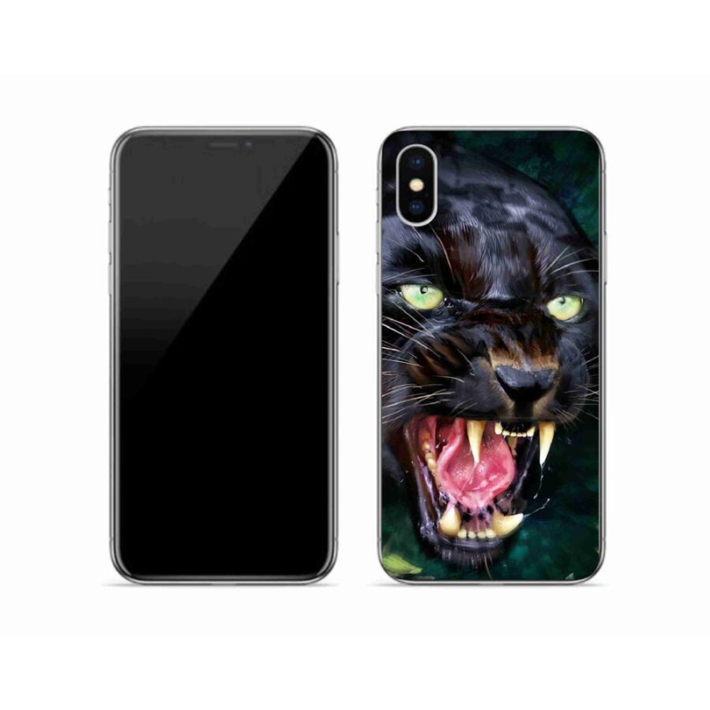 Gélový kryt mmCase na mobil iPhone X - rozzúrený čierny panter