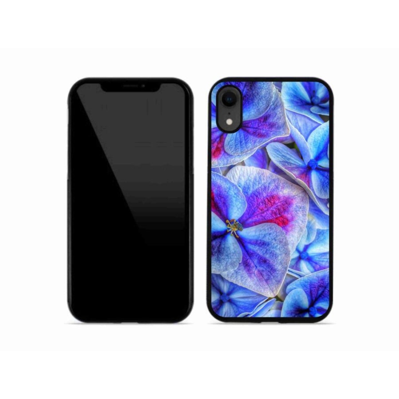 Gélový kryt mmCase na mobil iPhone XR - modré kvety 1