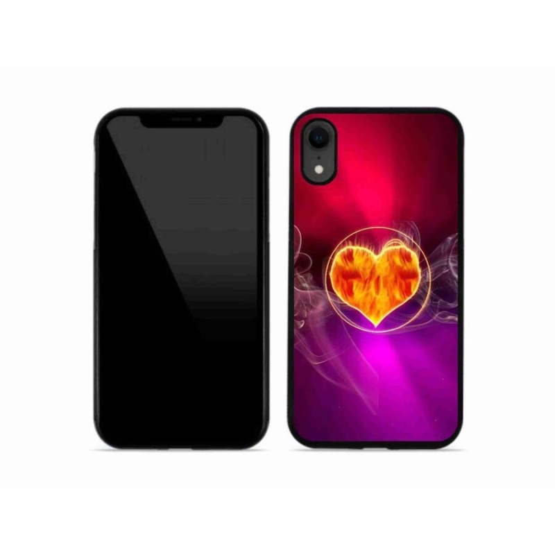 Gélový kryt mmCase na mobil iPhone XR - ohnivé srdce