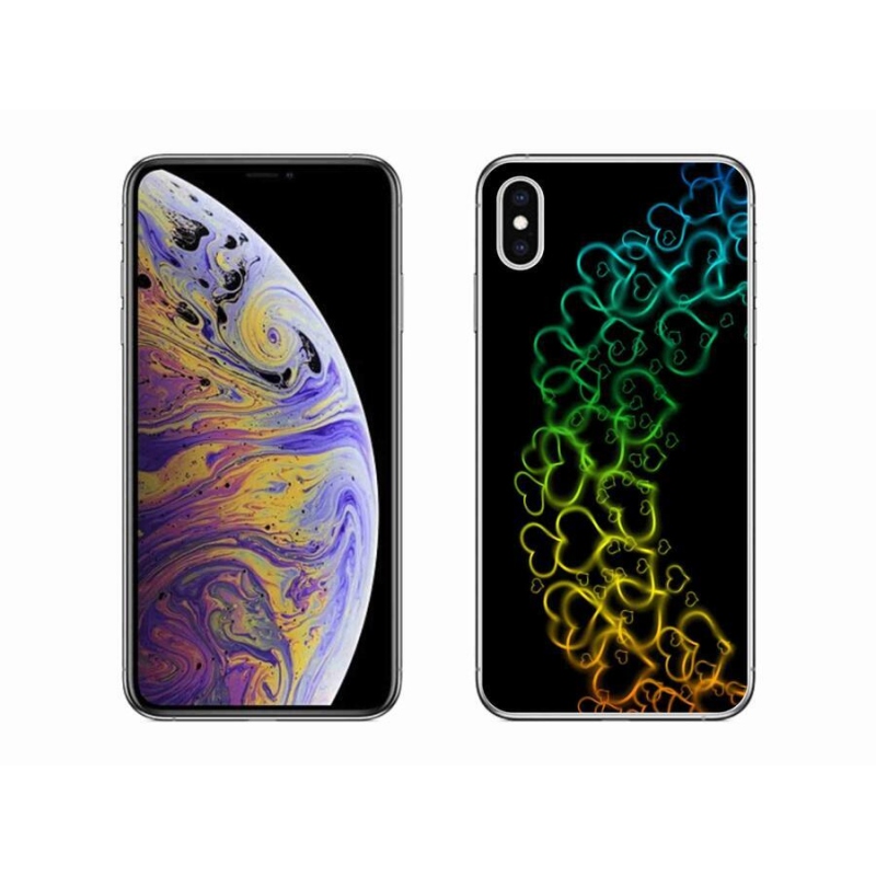 Gélový kryt mmCase na mobil iPhone XS Max - farebná srdiečka