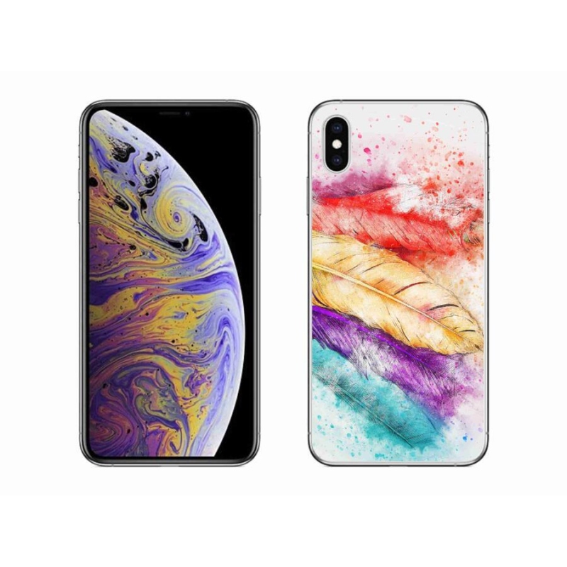 Gélový kryt mmCase na mobil iPhone XS Max - farebné perie