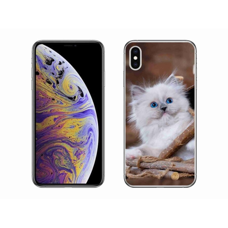 Gélový kryt mmCase na mobil iPhone XS Max - biele mačiatko