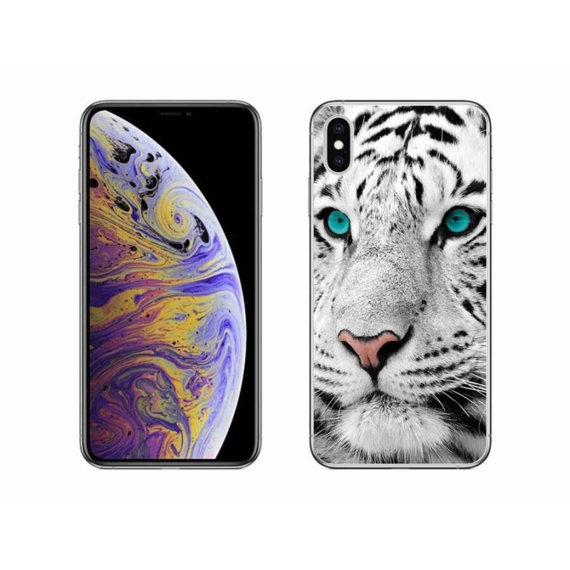 Gélový kryt mmCase na mobil iPhone XS Max - biely tiger