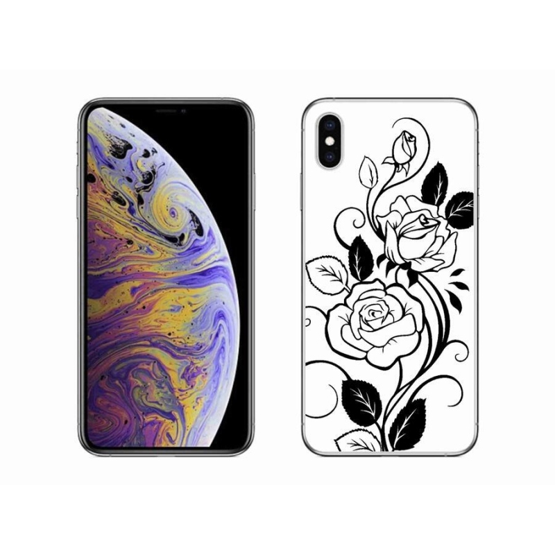 Gélový kryt mmCase na mobil iPhone XS Max - čiernobiela ruža