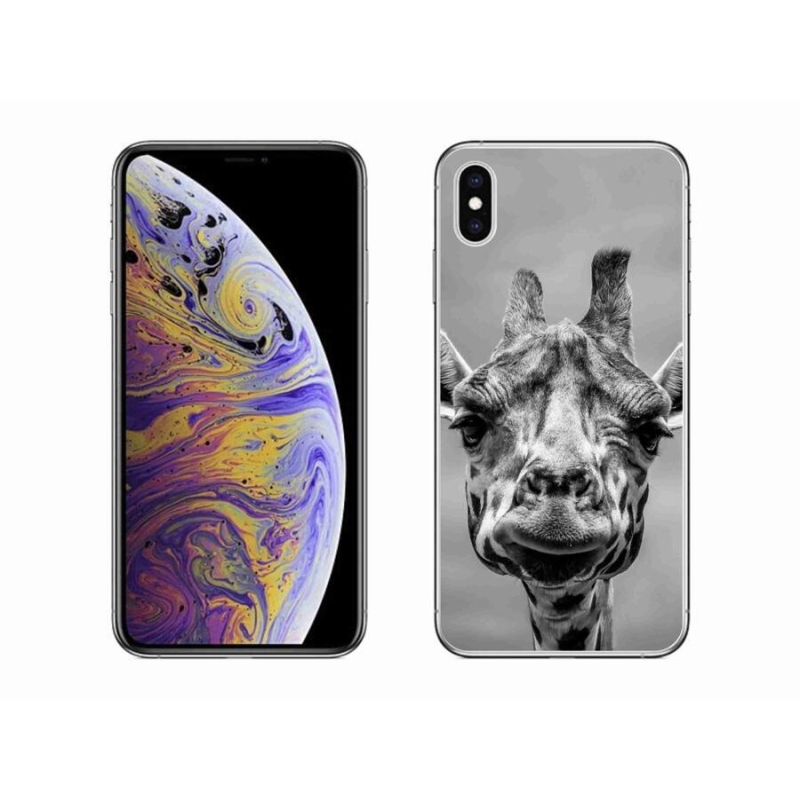 Gélový kryt mmCase na mobil iPhone XS Max - čiernobiela žirafa