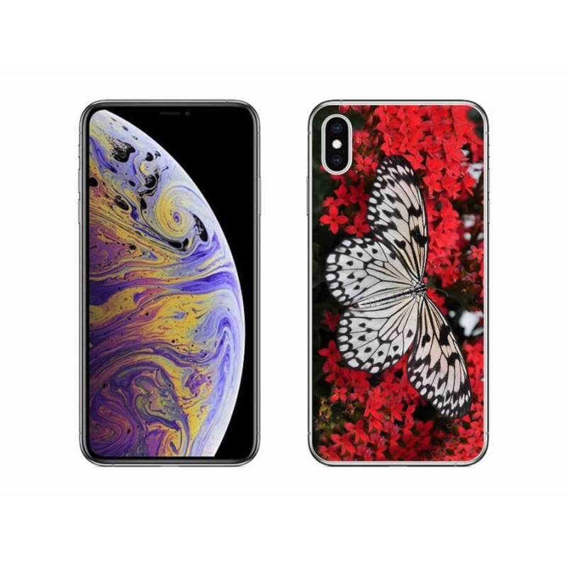 Gélový kryt mmCase na mobil iPhone XS Max - čiernobiely motýľ 1