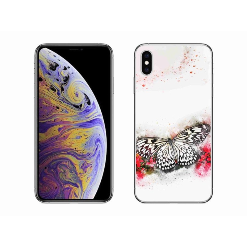 Gélový kryt mmCase na mobil iPhone XS Max - čiernobiely motýľ