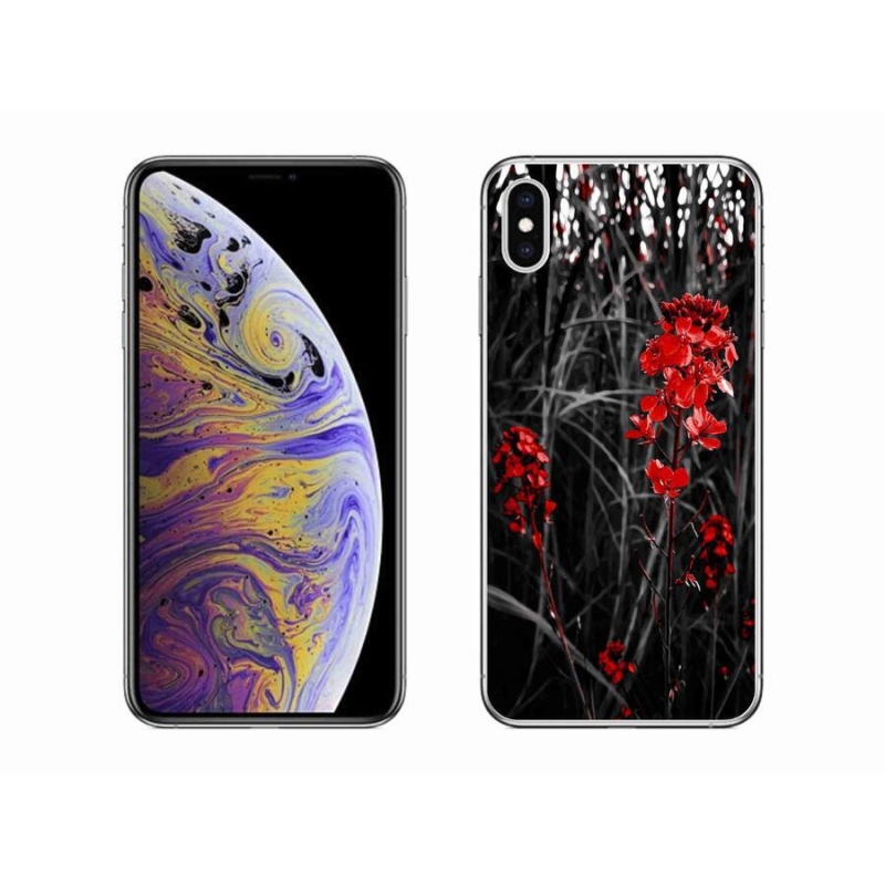 Gélový kryt mmCase na mobil iPhone XS Max - červená rastlina