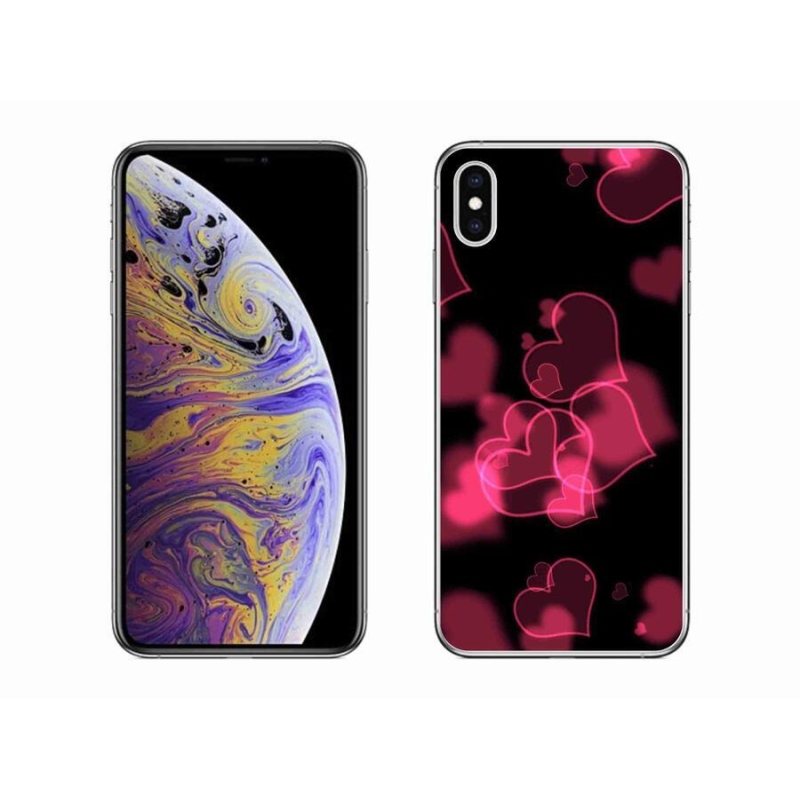 Gélový kryt mmCase na mobil iPhone XS Max - červené srdiečka