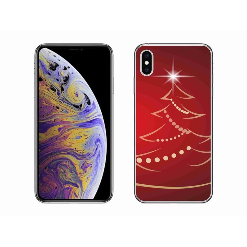 Gélový kryt mmCase na mobil iPhone XS Max - kreslený vianočný stromček