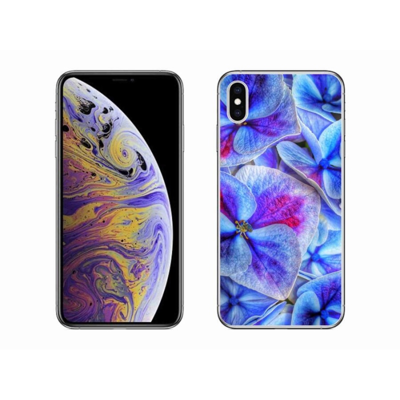 Gélový kryt mmCase na mobil iPhone XS Max - modré kvety 1