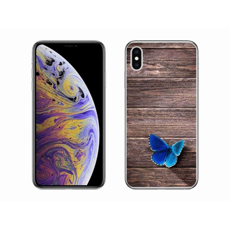 Gélový kryt mmCase na mobil iPhone XS Max - modrý motýľ 1