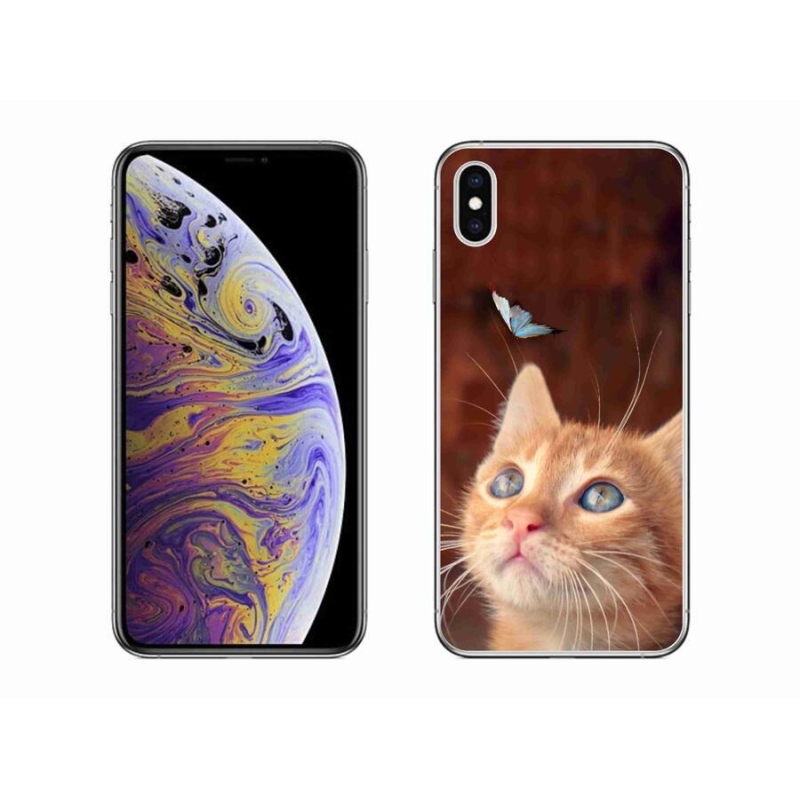 Gélový kryt mmCase na mobil iPhone XS Max - motýľ a mačiatko