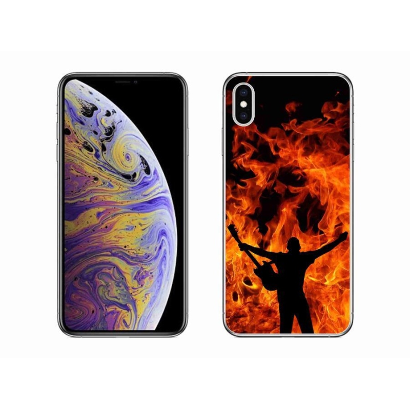 Gélový kryt mmCase na mobil iPhone XS Max - muzikant a oheň