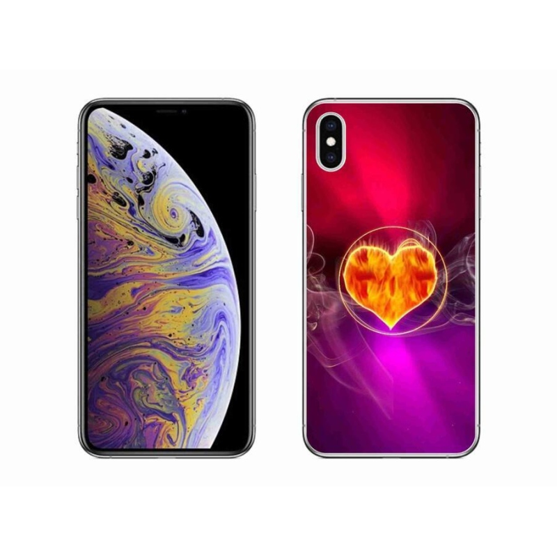 Gélový kryt mmCase na mobil iPhone XS Max - ohnivé srdce