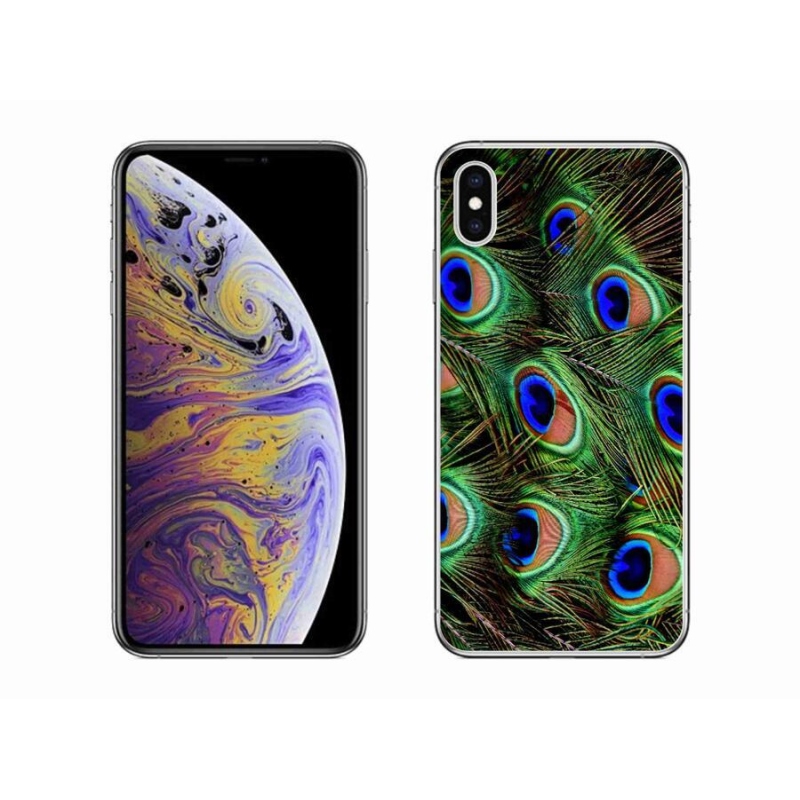 Gélový kryt mmCase na mobil iPhone XS Max - pávie perie