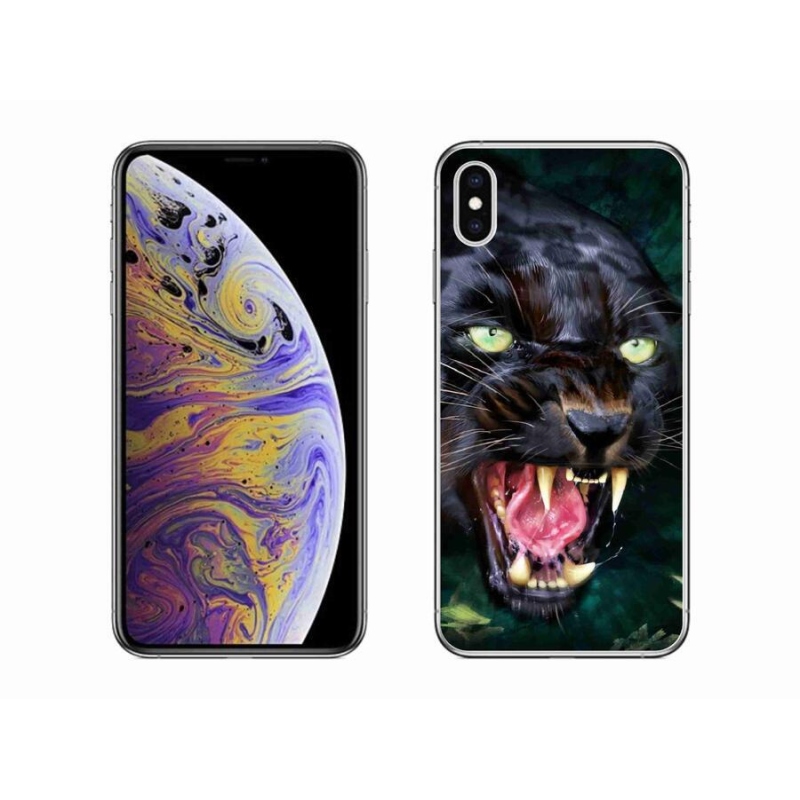 Gélový kryt mmCase na mobil iPhone XS Max - rozzúrený čierny panter