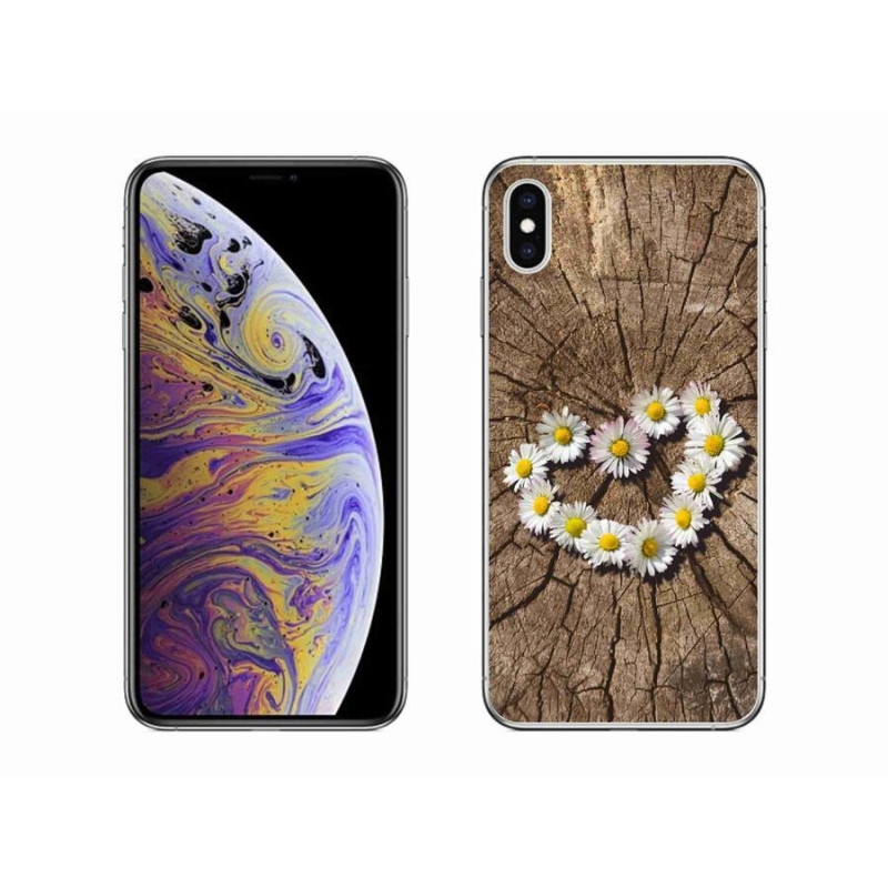 Gélový kryt mmCase na mobil iPhone XS Max - srdce z margarét