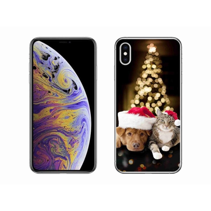 Gélový kryt mmCase na mobil iPhone XS Max - vianočný pes a mačka