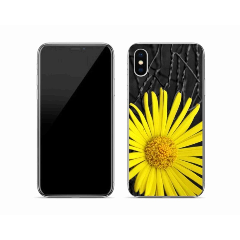 Gélový kryt mmCase na mobil iPhone XS - žltý kvet