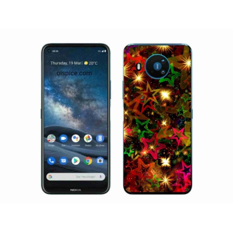 Gélový kryt mmCase na mobil Nokia 8.3 5G - farebné hviezdičky