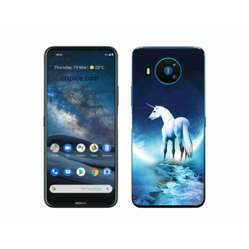 Gélový kryt mmCase na mobil Nokia 8.3 5G - biely jednorožec